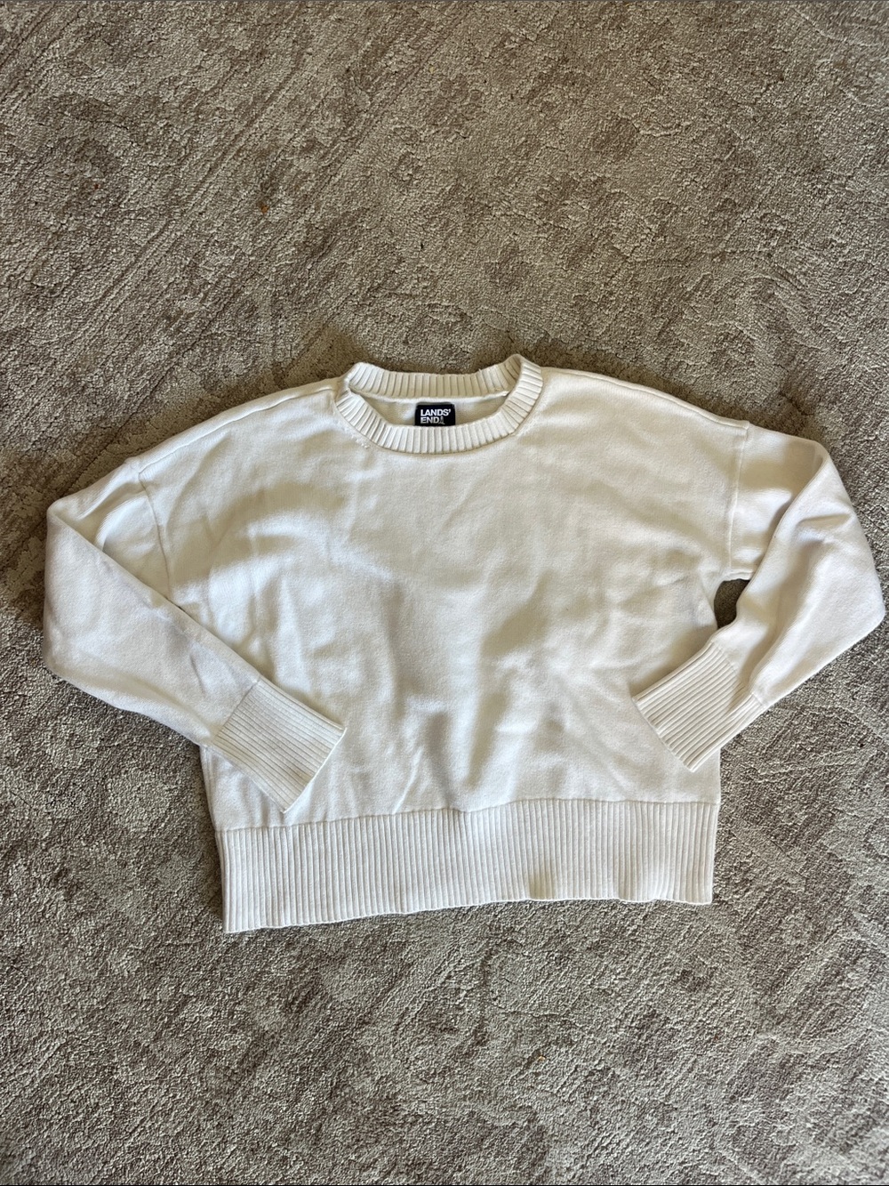 Lands' End white Crewneck Sweater